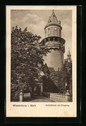 AK Wiesenburg i. Mark, Schlossturm mit Eingang