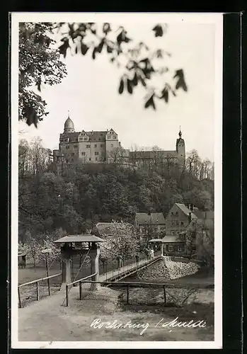 AK Rochsburg /Mulde, Burgansicht über der Mulde