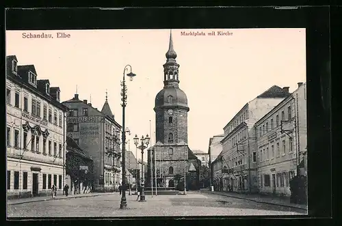 AK Schandau /Elbe, Marktplatz mit Kirche