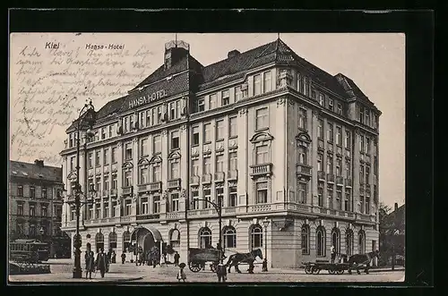 AK Kiel, Hansa-Hotel mit Strasse