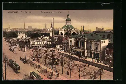AK Hamburg-St. Pauli, Panorama von St. Pauli