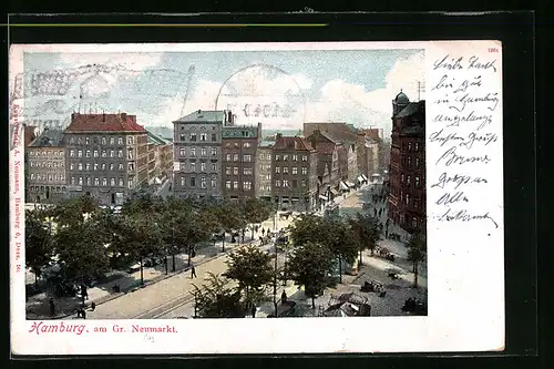 AK Hamburg, Partie am Grossen Neumarkt aus der Vogelschau