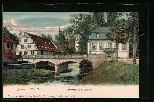 AK Michelstadt i. O., Schlossmühle und Pavillon