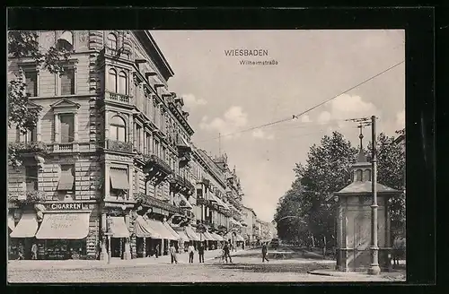 AK Wiesbaden, Partie an der Wilhelmstrasse