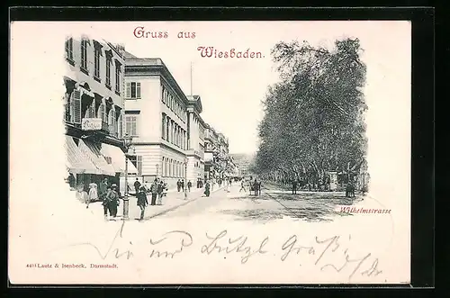 AK Wiesbaden, Blick auf die Wilhelmstrasse