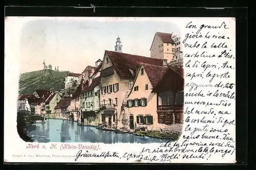 AK Horb a. N., Flusspartie mit Häusern