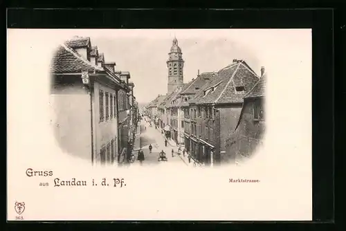 AK Landau i. d. Pf., Blick auf die Marktstrasse