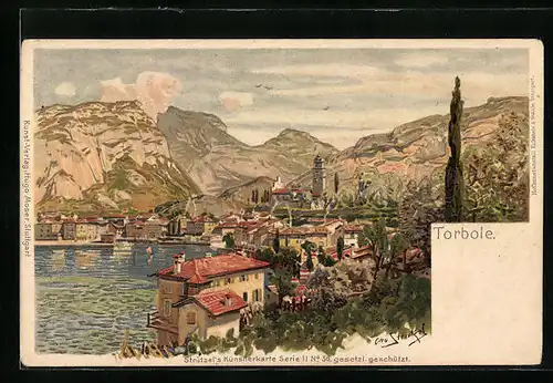 Künstler-AK Otto Strützel: Torbole, Panorama
