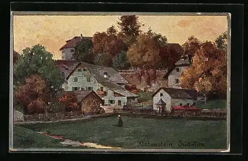 Künstler-AK Rudolf Alfred Höger: Klobenstein, Ortspartie