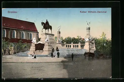 AK Breslau, Blick zum Kaiser Wilhelm-Denkmal