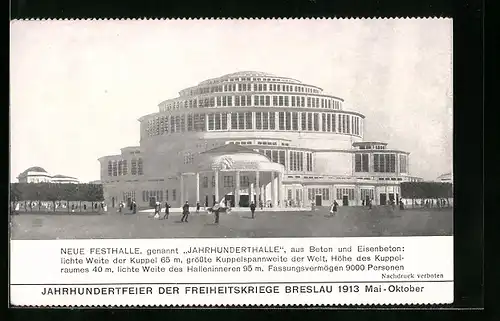 AK Breslau, Jahrhundertfeier der Freiheitskriege 1913, Jahrhunderthalle