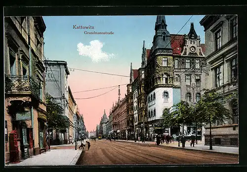 AK Kattowitz, Totalansicht Grundmannstrasse