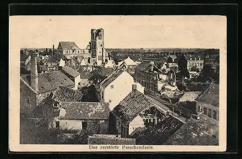 AK Passchendaele, Blick auf die zerstörten Häuser