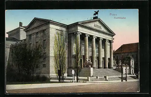 AK Posen, Theaterplatz mit Stadttheater