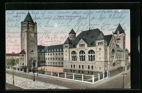 AK Posen, Königl Residenzschloss in der Strassenansicht