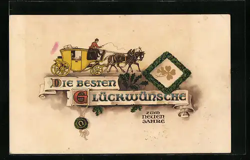Künstler-AK Die besten Glückwünsche, Postkutsche