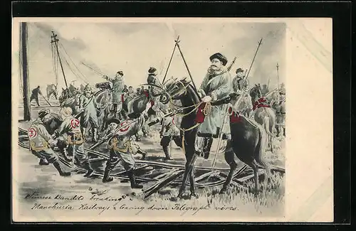 Künstler-AK Russisch-Japanischer Krieg, Soldaten in der Schlacht