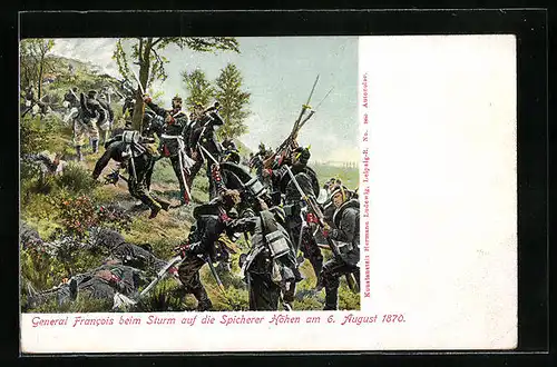AK General Francois beim Sturm auf die Spicherer Höhen 1870