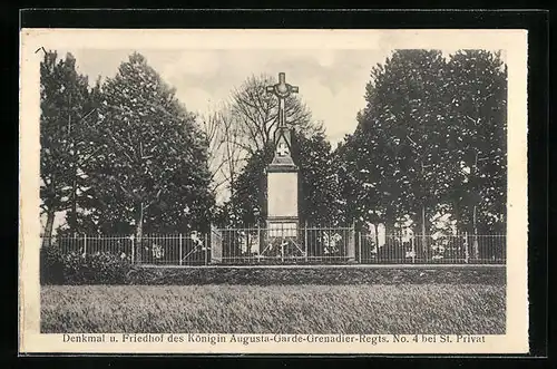 AK Denkmal u. Friedhof des Königin Augusta-Garde-Grenadier-Regts. No. 4 bei St. Privat