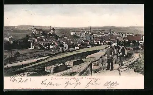 AK Mylau, Panorama mit Kaiserschloss