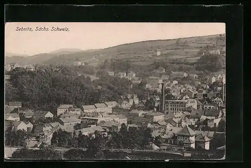 AK Sebnitz /sächs. Schweiz, Ortsansicht aus der Vogelschau
