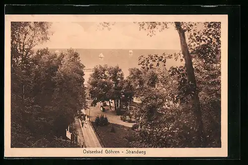 AK Göhren, Strandweg mit Meeresblick
