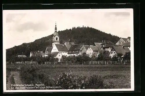 AK Pegnitz /Fränkische Schweiz, An den Stadtwiesen mit dem Böheimstein