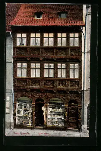 AK Wernigerode, Altes Haus mit Geschäft