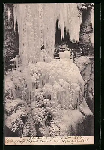 AK Tiefenbach-Oberstdorf i. bayer. Allgäu, Breitachklamm i. Winter i. Zwing