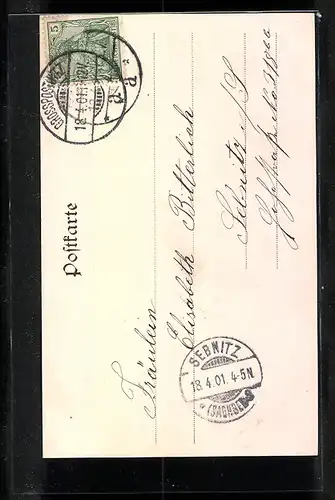 AK Grosspostwitz i. S., Ortspartie mit Kirche