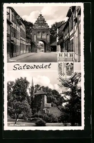 AK Salzwedel, Steintor, Alter Mauerturm, Wappen