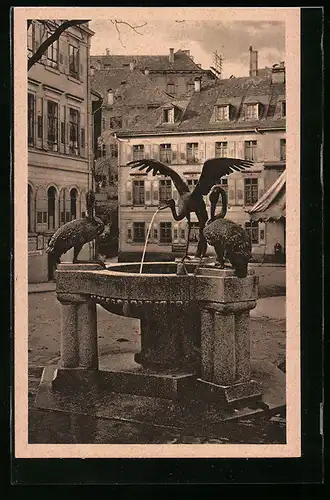 AK Baden-Baden, Reiherbrunnen in der Sophienstrasse