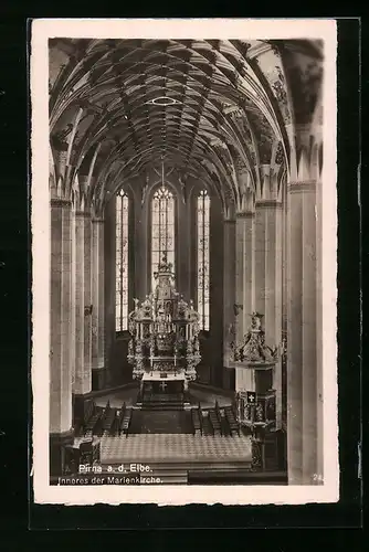 AK Pirna a. d. Elbe, Inneres der Marienkirche