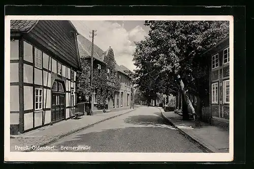 AK Preuss. Oldendorf, Bremerstrasse mit Häuseransichten