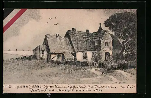 Künstler-AK Helgoland, In diesem Haus dichtete H. v. Fallersleben 1941 das Lied Deutschland über alles
