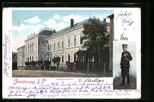 AK Freiberg, Realgymnasium, Knabe mit Büchern