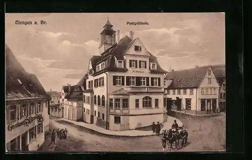 AK Giengen a. Br., Postgebäude mit Gasthaus u. Brauerei