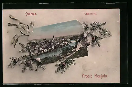 AK Kempten, Totalansicht, Neujahrsgruss