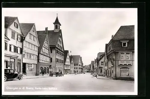 AK Giengen a. d. Brenz, Strassenpartie beim Rathaus