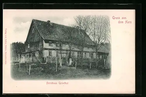 AK Trautenstein im Harz, Forst- und Gasthaus Grünthal im Winter