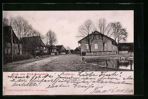 AK Gross-Hansdorf, Dorfstrasse mit Häuseransichten