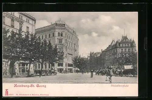 AK Hamburg-St. Georg, Steinthorplatz mit Hotel Graf Moltke