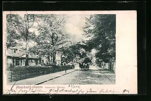 AK Hamburg-Hamm, Schwarze Strasse mit Kutsche