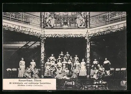 AK Hamburg-Altona, Konzerthaus mit Sängerinnen