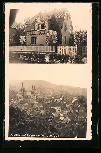 AK Heppenheim a. d. Bergstrasse, Ortsansicht aus der Vogelschau