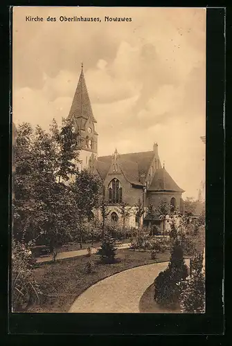 AK Nowawes, Kirche des Oberlinhauses mit Parkanlage