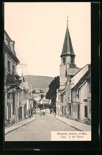 AK Königstein, Kirchstrasse mit Blick in den Taunus