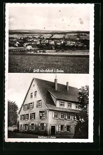 AK Asbach i. Baden, Ortsansicht und Gasthaus z. Löwen