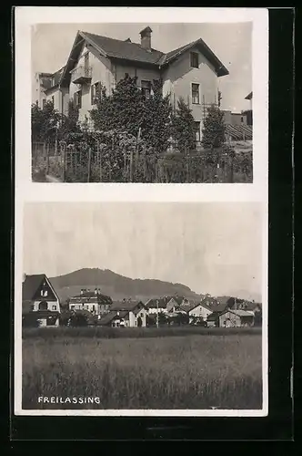AK Freilassing, Ortsansicht und Haus mit Garten