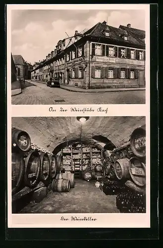 AK Erlangen, Weinstube Kach mit Strassenpartie und Weinkeller